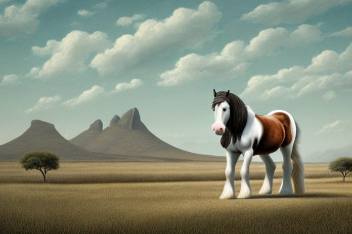 A clydesdale horse in a rural landscape in lebowakgomo