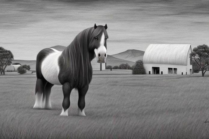 A clydesdale horse in a rural setting in phalaborwa