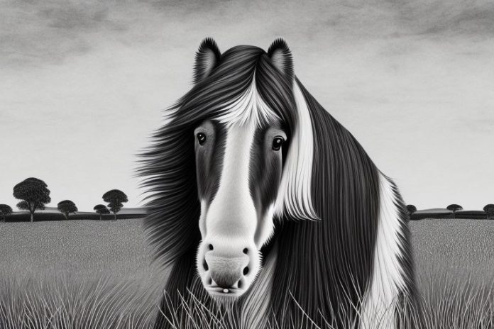 A majestic clydesdale horse in a rural south african landscape