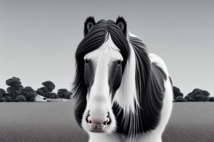 A clydesdale horse in a rural south african setting