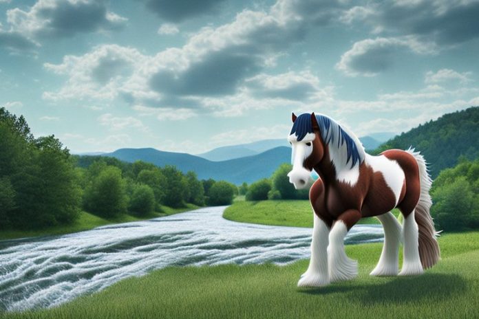 A clydesdale horse in a rural setting