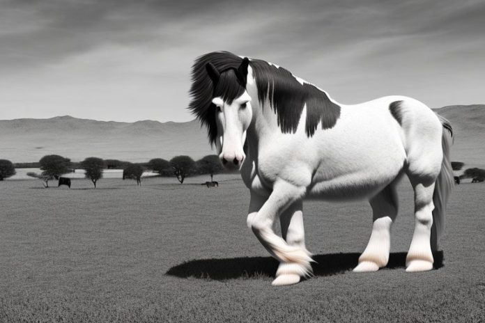 A clydesdale horse in a rural setting in northern cape