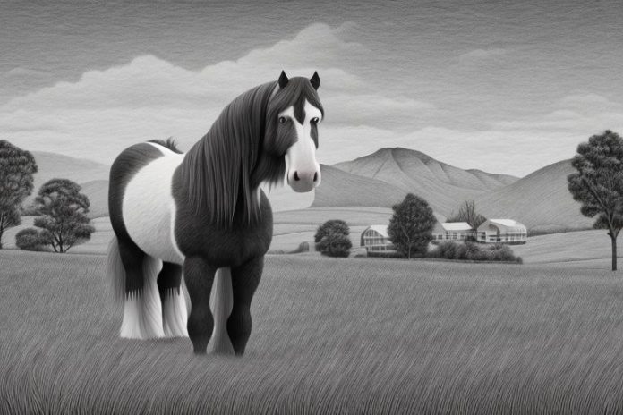A clydesdale horse in a rural setting in barberton