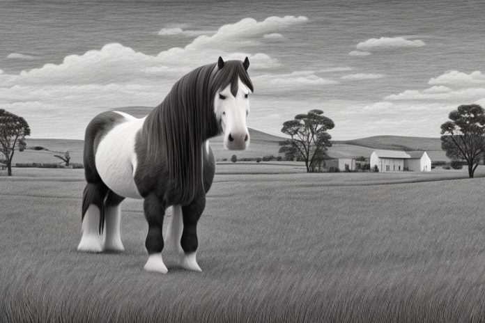 A clydesdale horse in a rural setting in warrenton
