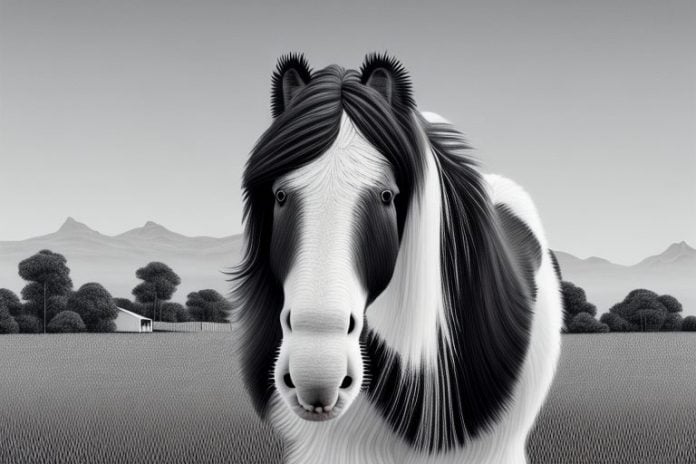 A clydesdale horse in a rural south african setting
