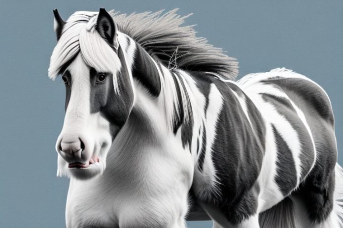A clydesdale horse in its natural environment in mafikeng