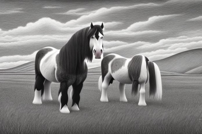 A clydesdale horse in a rural setting in orkney