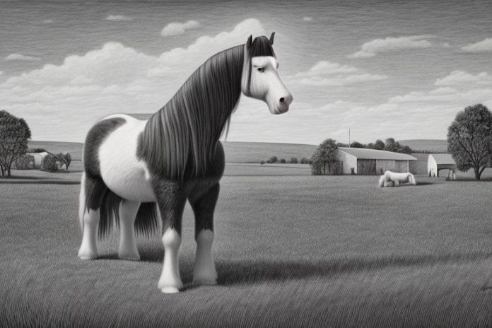 A clydesdale horse in a rural setting in lichtenburg