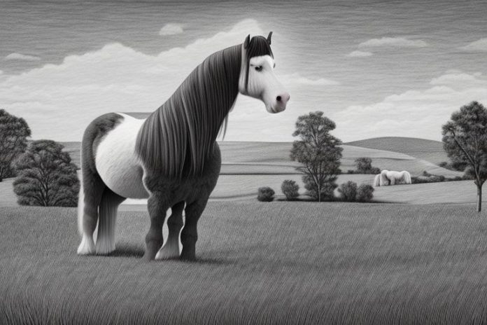 A clydesdale horse in a rural setting in worcester