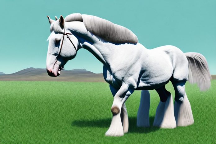 A clydesdale horse in a grassy field in hermanus