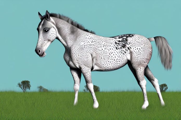 An appaloosa horse in a grassy field in westville