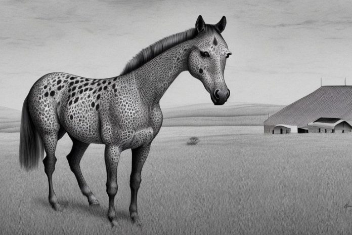 An appaloosa horse in a rural setting in south africa