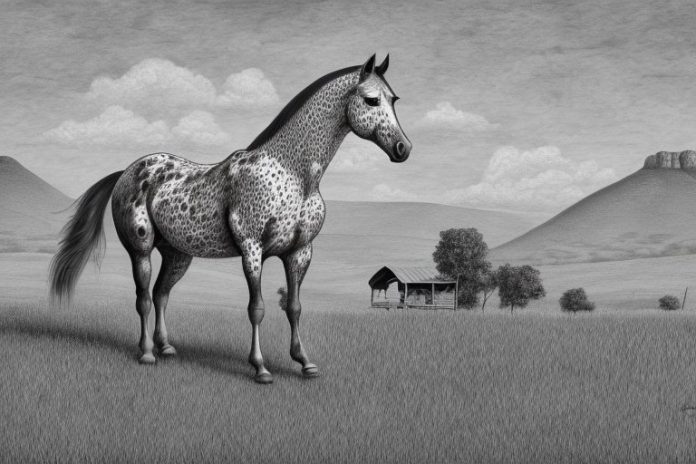 An appaloosa horse in a rural setting in south africa