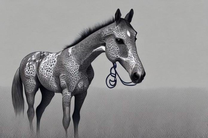 An appaloosa horse in a rural setting in south africa