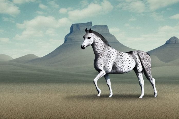 An appaloosa horse in a rural south african landscape