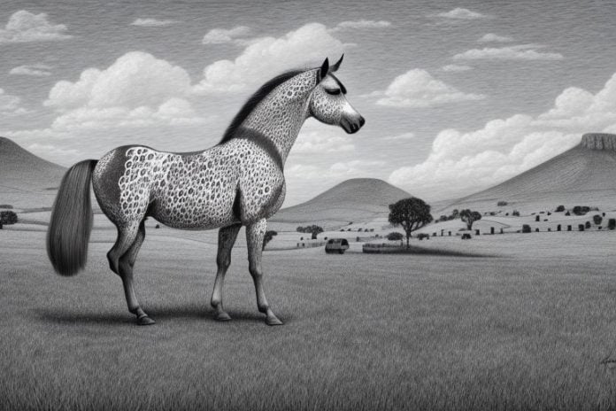 An appaloosa horse in a rural setting in prieska