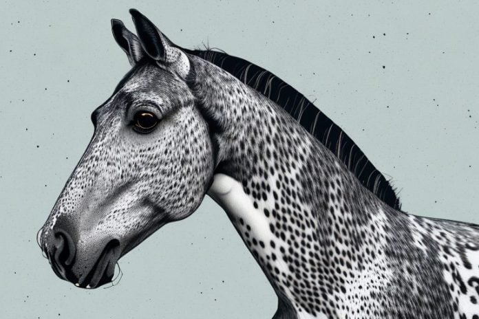 An appaloosa horse in its natural environment in mafikeng