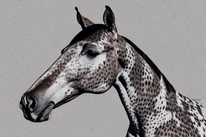 An appaloosa horse in a rural setting in stilfontein