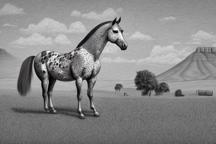 An appaloosa horse in a rural setting in south africa