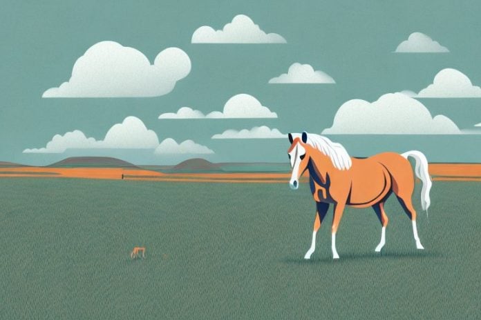 A horse in a rural landscape of the northern cape