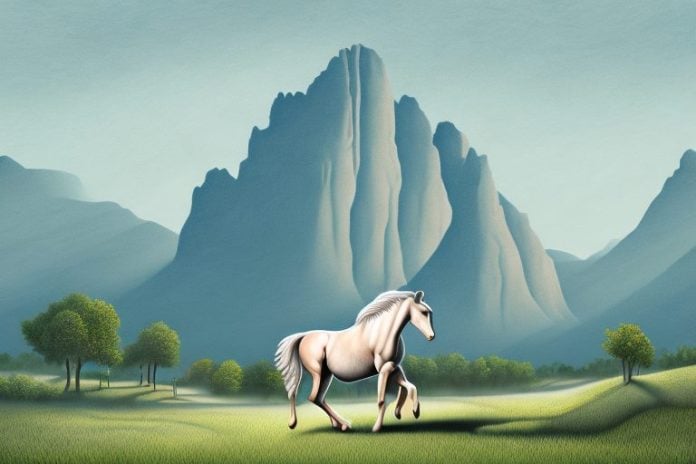 A horse in a paarl landscape