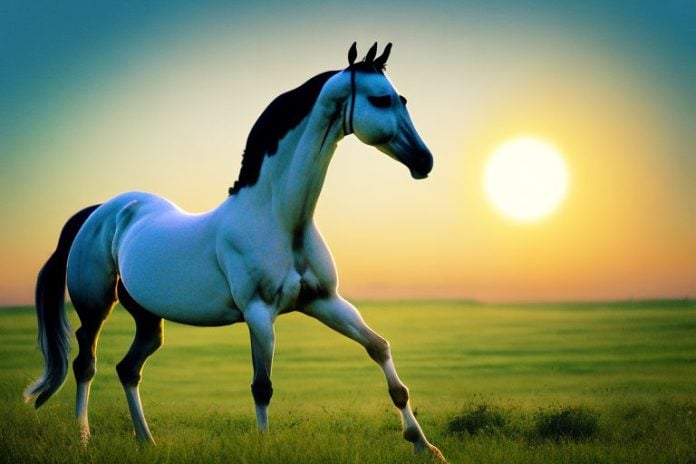 An arabian horse in a pasture