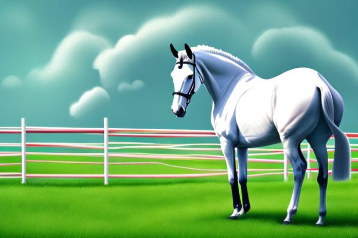 An irish sport horse in a pasture