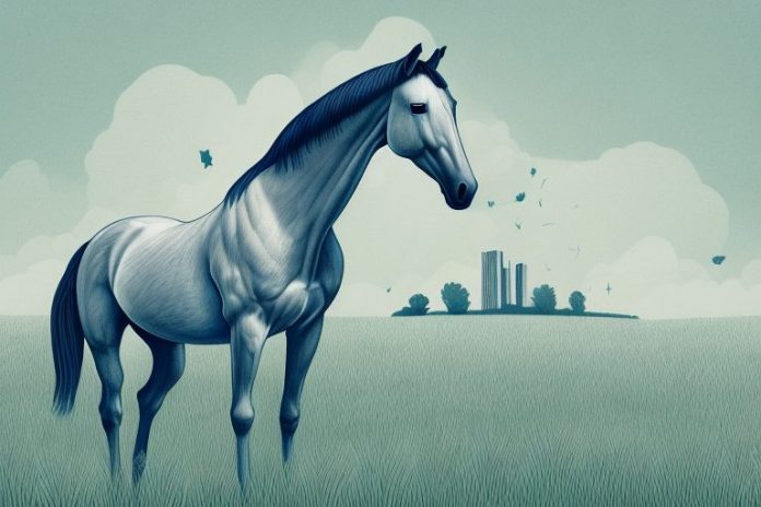 A horse in a field in newcastle