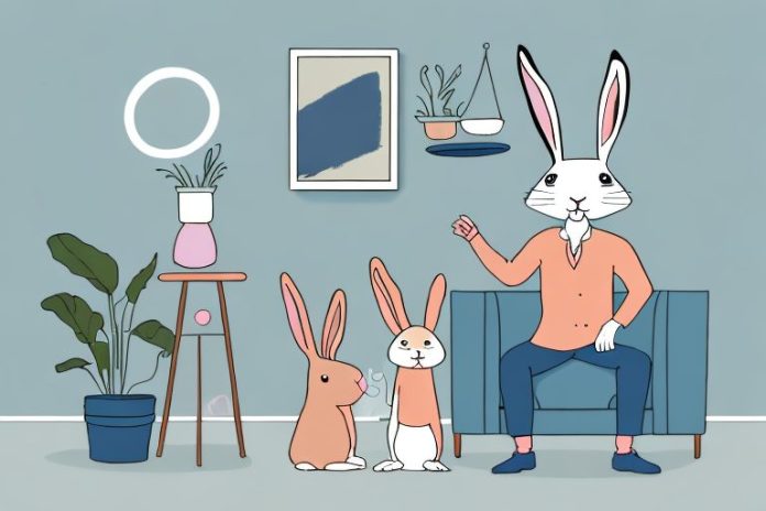 A rabbit in a pet-sitting environment