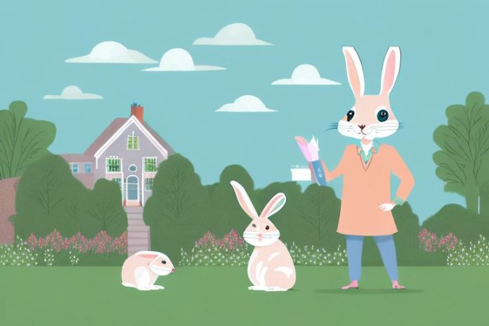 A rabbit in a pet-sitting scene